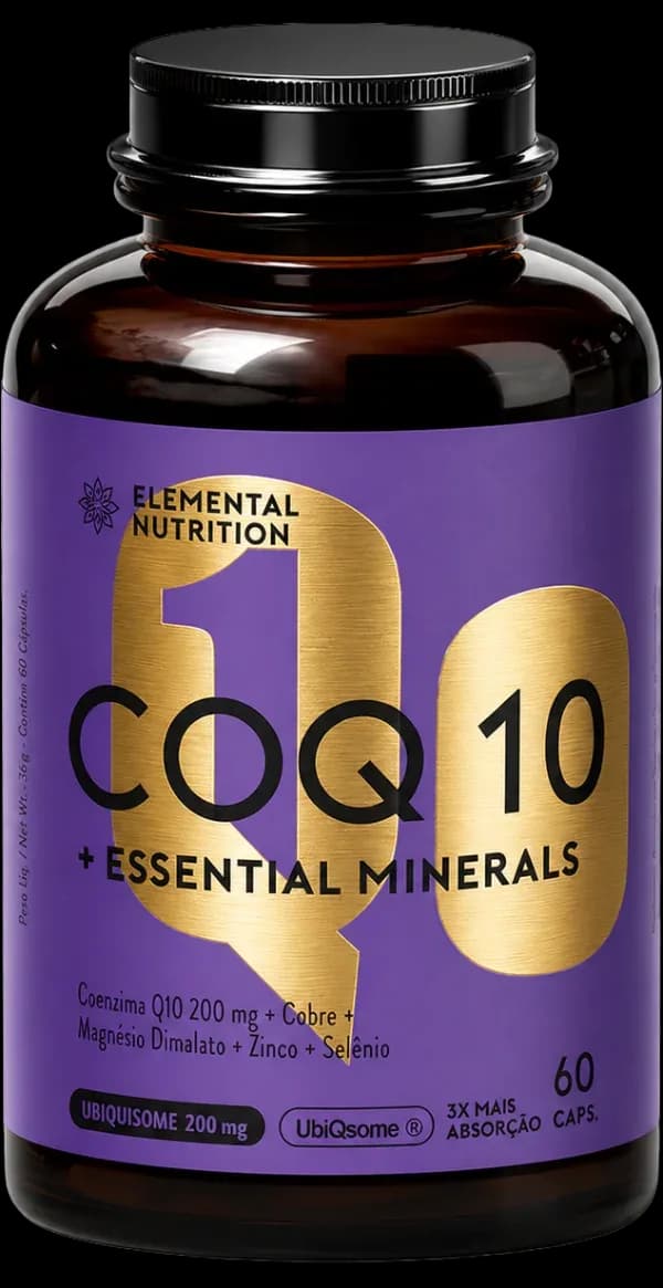 CoQ10 + Minerais — 3× absorção · 200 mg + Magnésio, Cobre, Zinco e Selênio